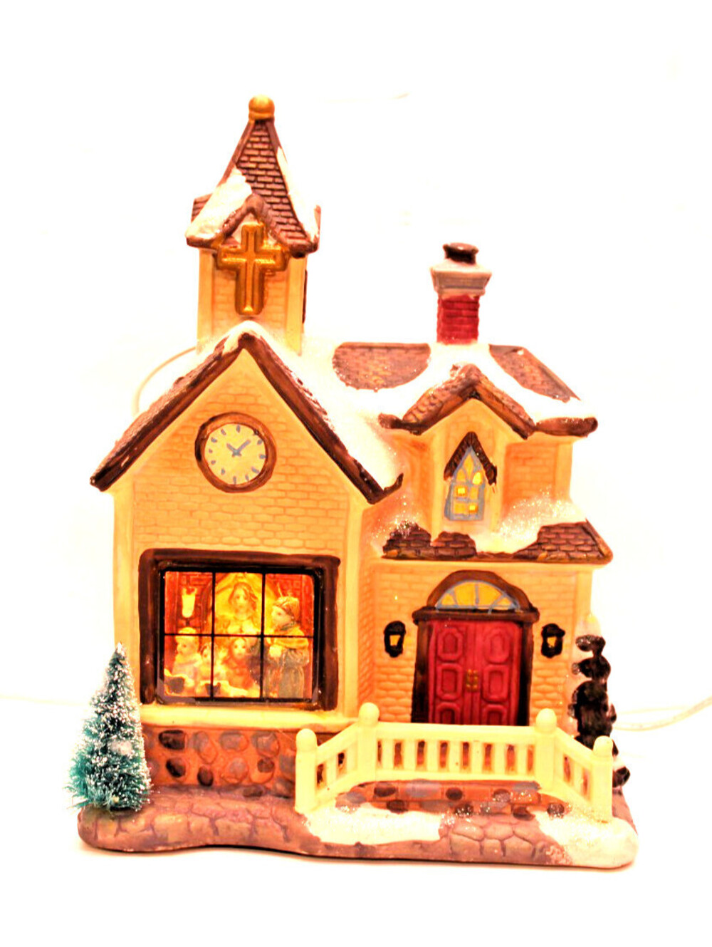 Vintage Christmas Village Victoria Falls Church II Series Porcelain Lighted VGC